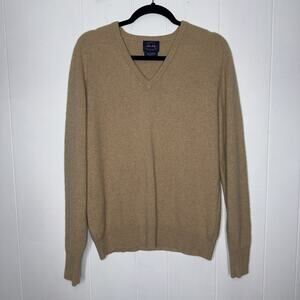 Allen Solly Scotland Vintage Men’s 100% Cashmere V Neck Sweater Beige Tan Size L